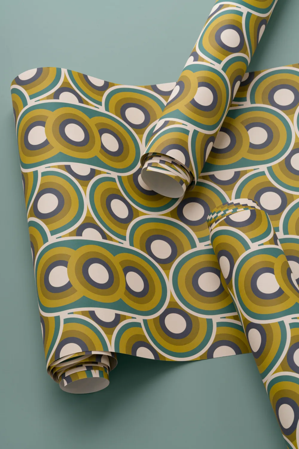 Tapeta z powtarzającym się wzorem Retro 70s Circles
