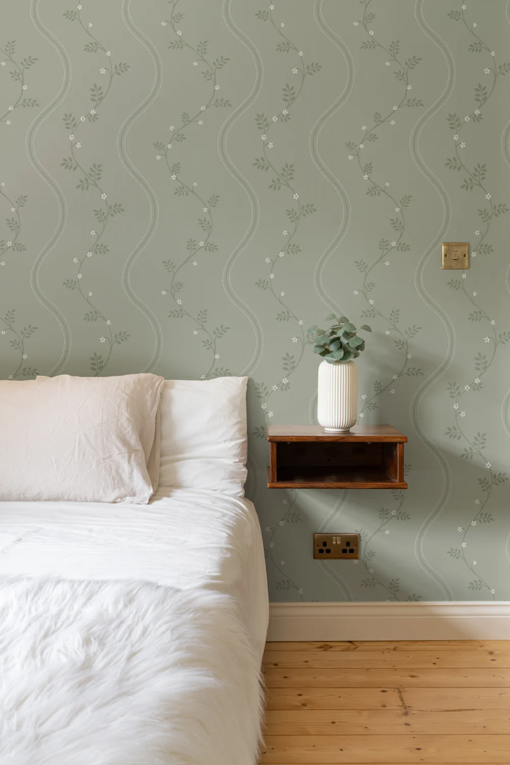 Green Vintage Floral Elegance Mural With Subtle Charm