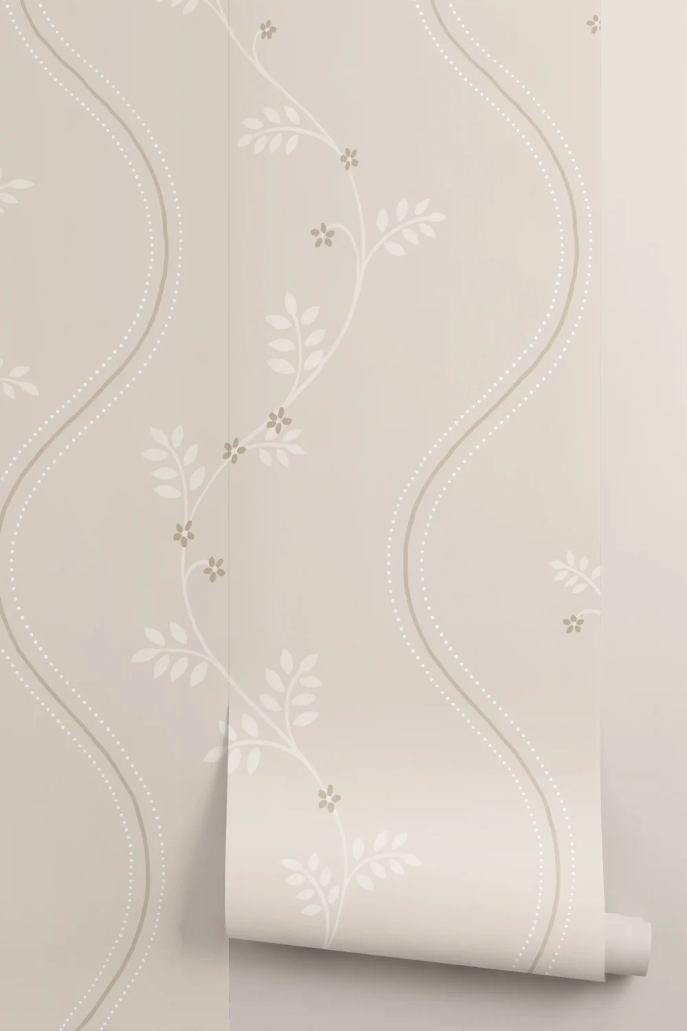 Beige Vintage Floral Pattern Wallpaper Mural