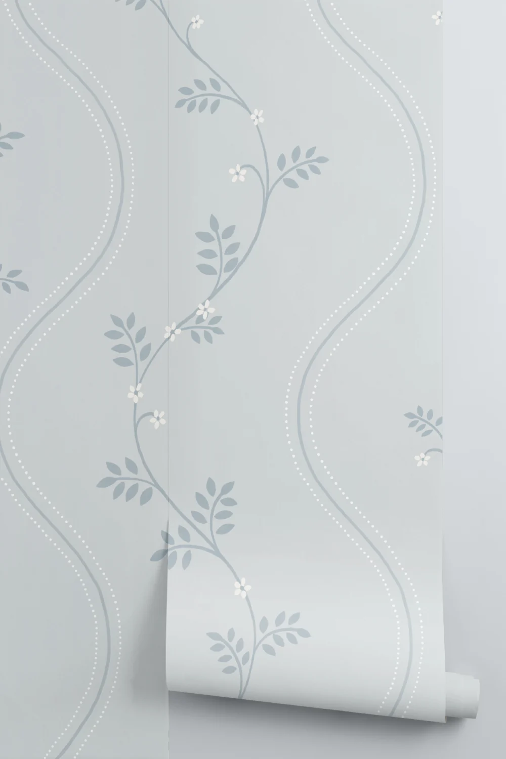 Blue Vintage Floral Pattern Wallpaper Mural