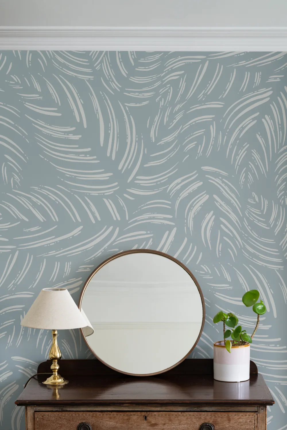 Blauwe Abstracte Patroon Muurschildering Voor Een Rustgevende Sfeer