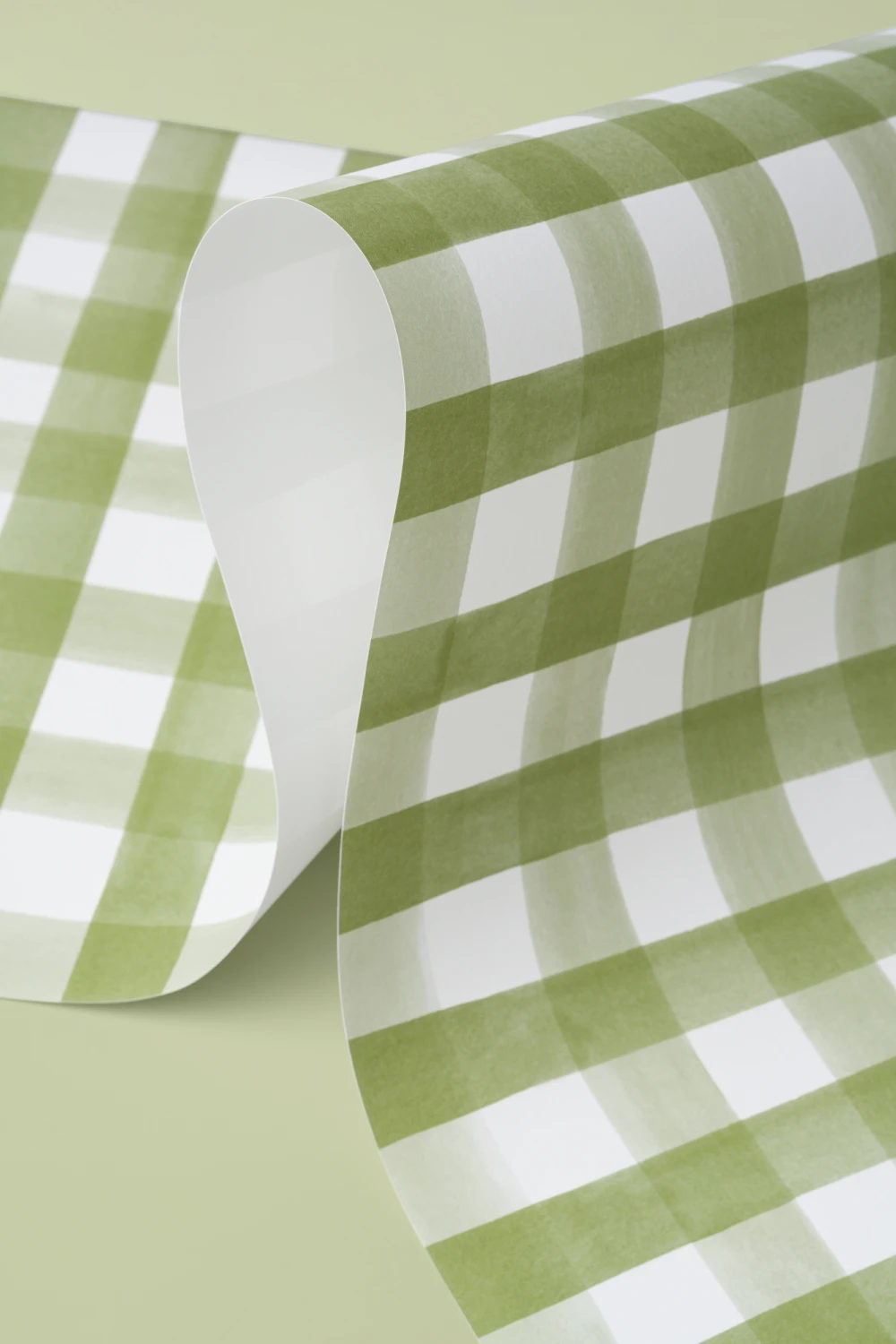 Mörkgrön akvarell Gingham tapet