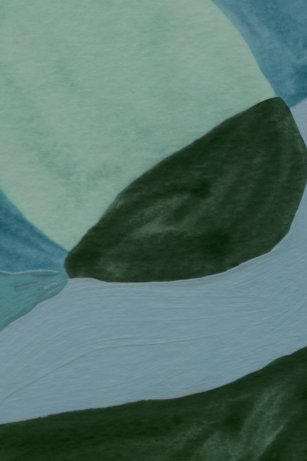 Blue Botanical Serene Leaves Mural