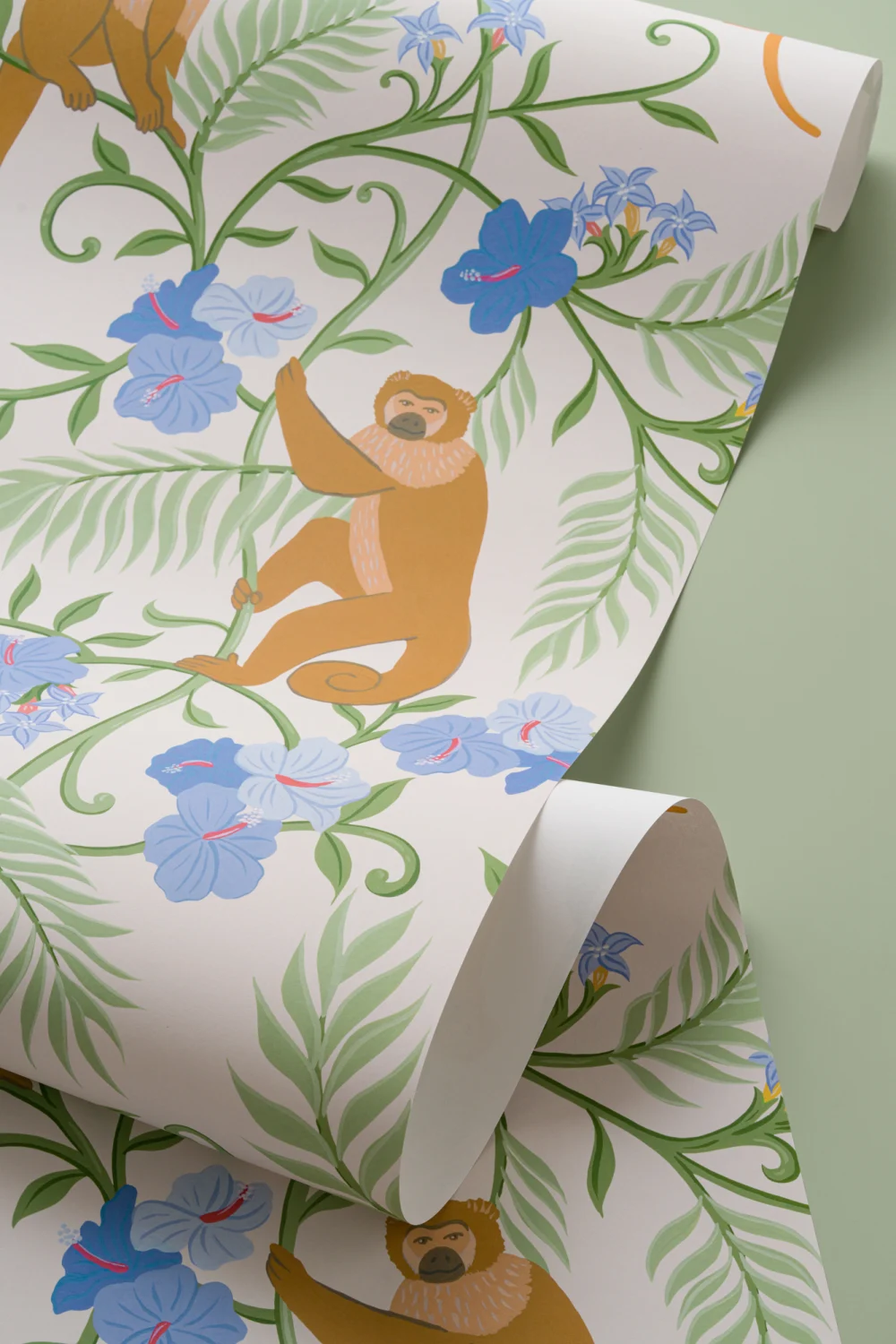 Beige Macaque Monkey Tropical Mural