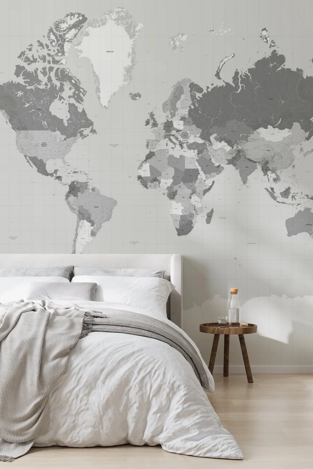 Grey Sophisticated World Map Educational Wall Mural