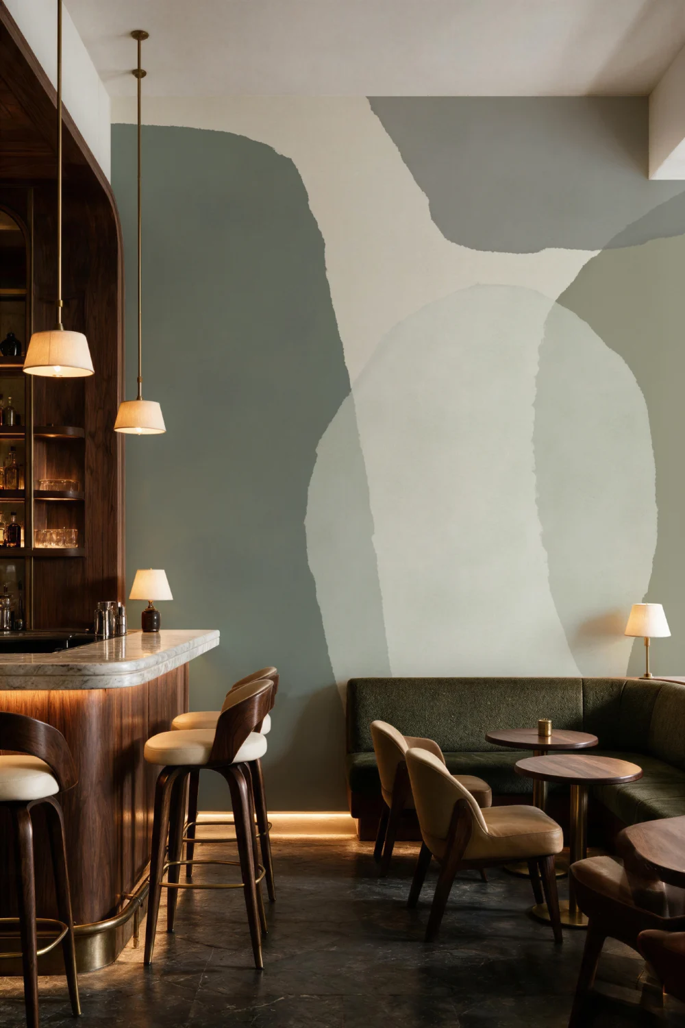 Green Abstract Ripped Paper Wallpaper Mural