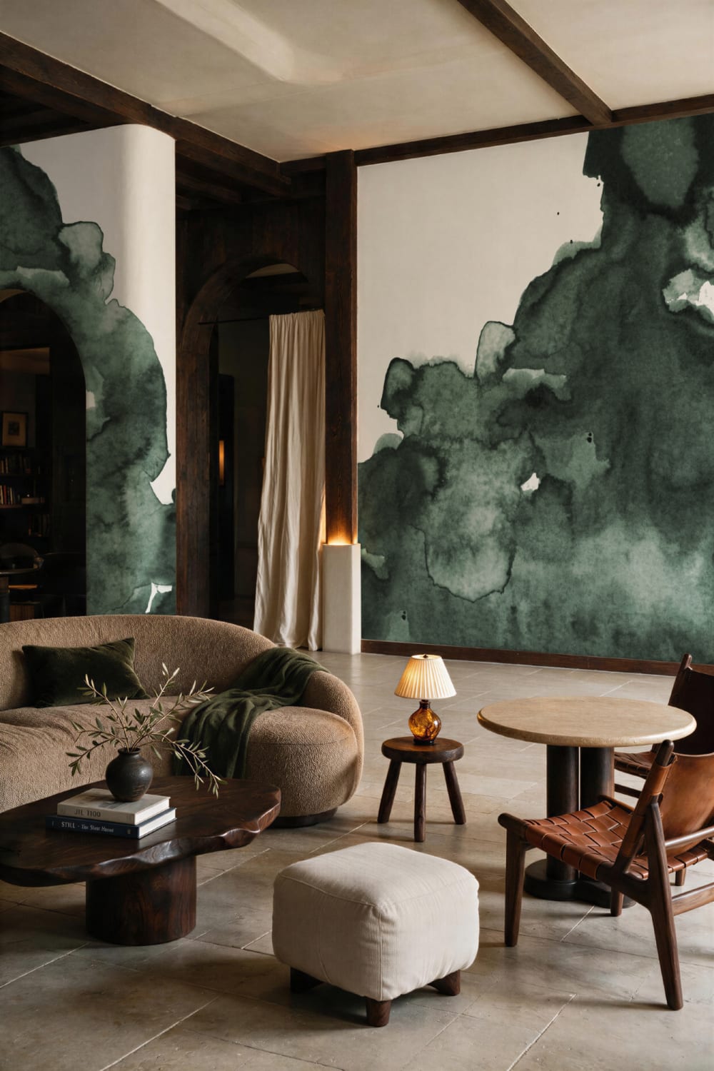 Green Abstract Watercolor Wallpaper Mural