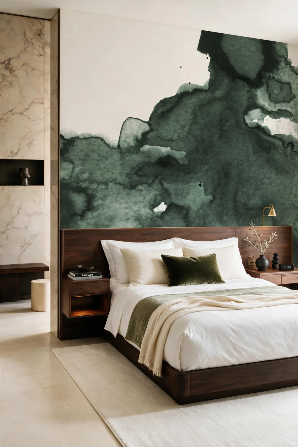 Green Abstract Watercolor Wallpaper Mural