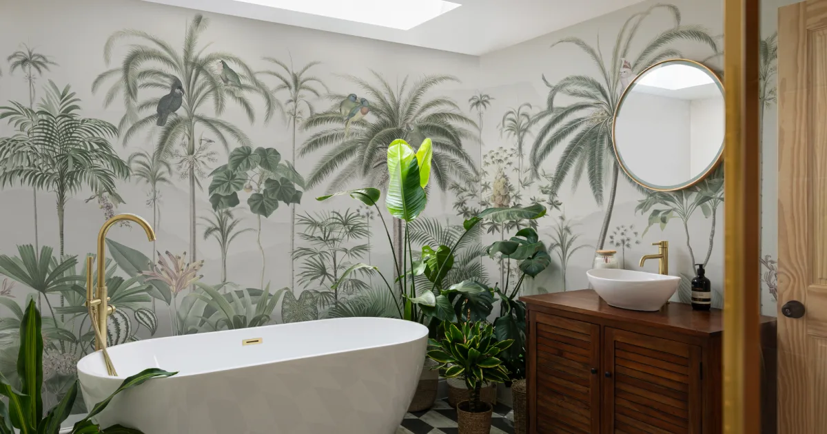 Classic Illustrated Tropical Botanical Mural - Hovia