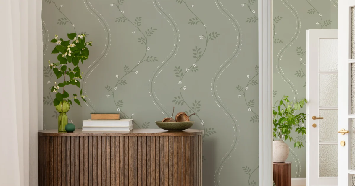 Grön Vintage Floral Elegance Mural-Tapeter - Hovia - Hovia