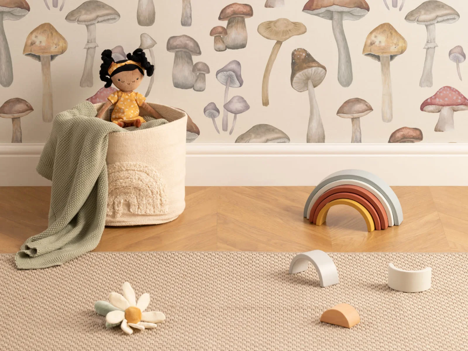 Painted Mushroom Pattern Wallpaper - Hovia