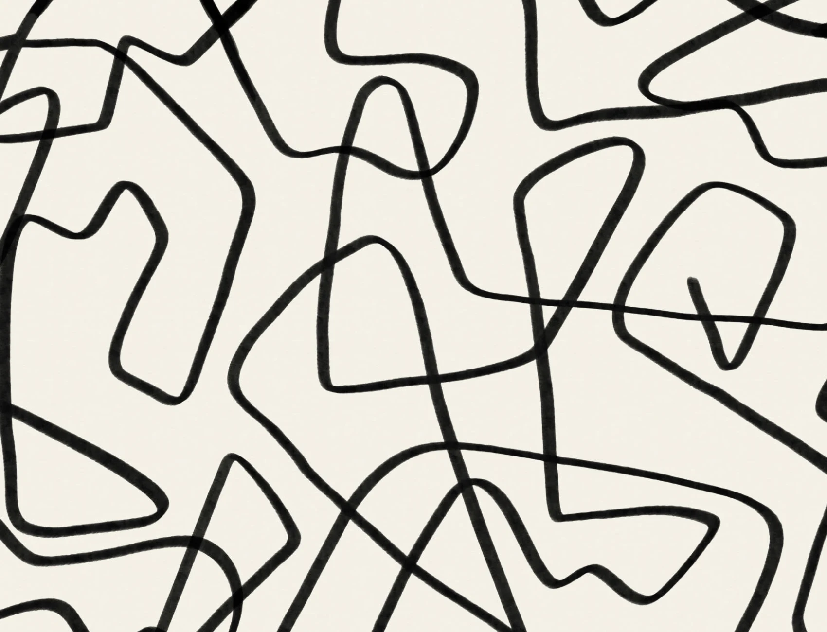 Black & Beige Abstract Doodle Wall Mural
