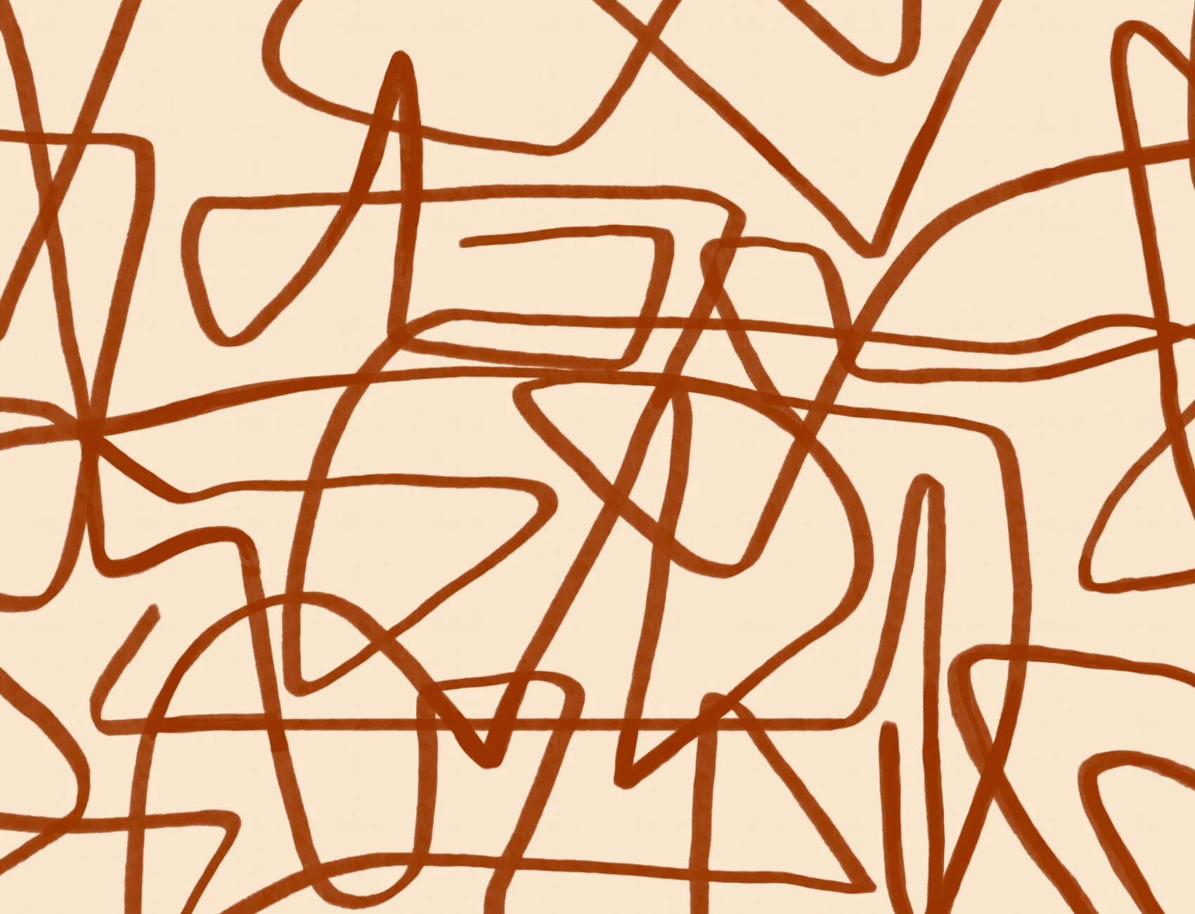 Mural de Papel de Parede Abstrato Bold Terracotta & Beige Doodle