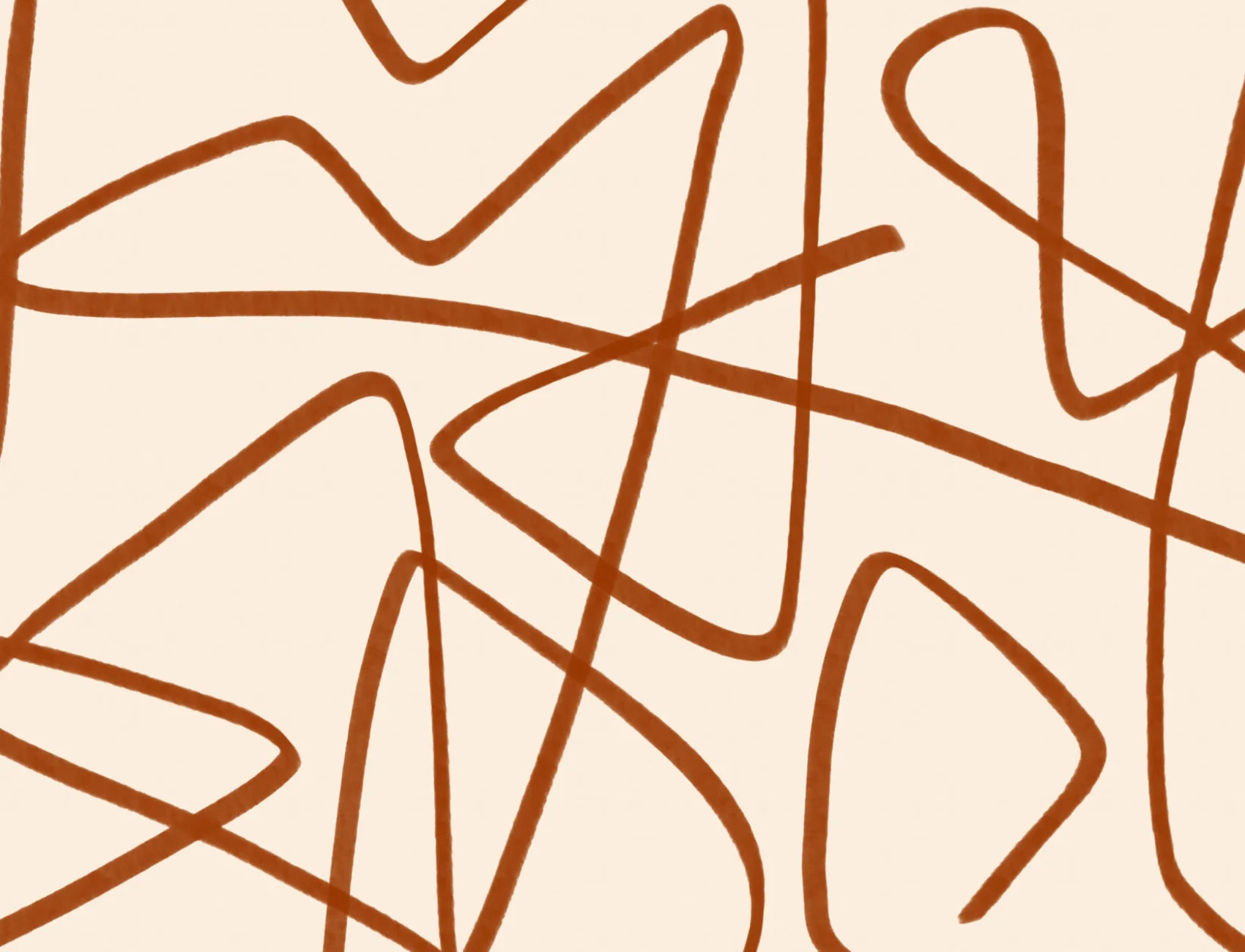 Terracotta & Beige Wavy Line Abstract Wallpaper Mural