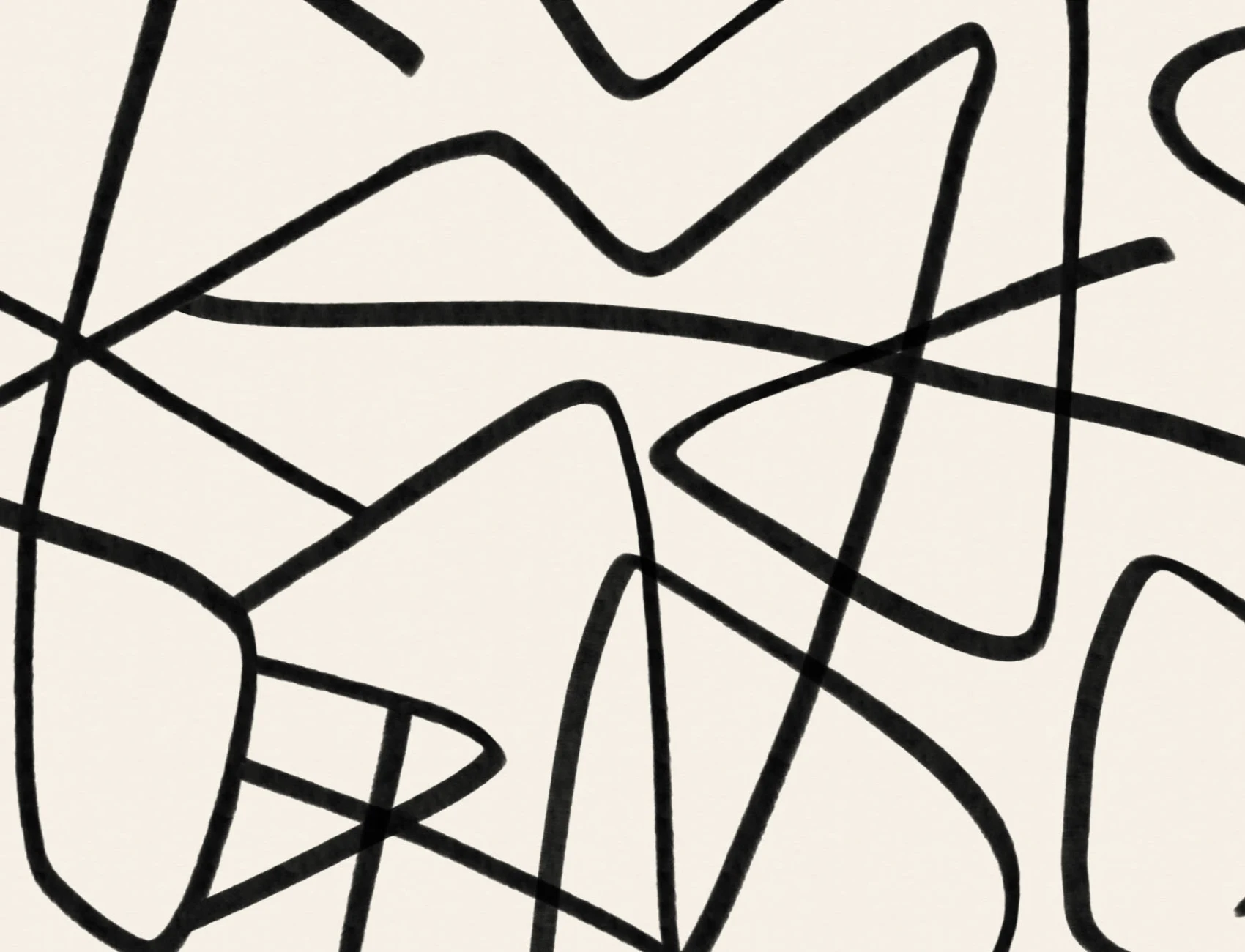 Black & Beige Abstract Line Art Wall Mural