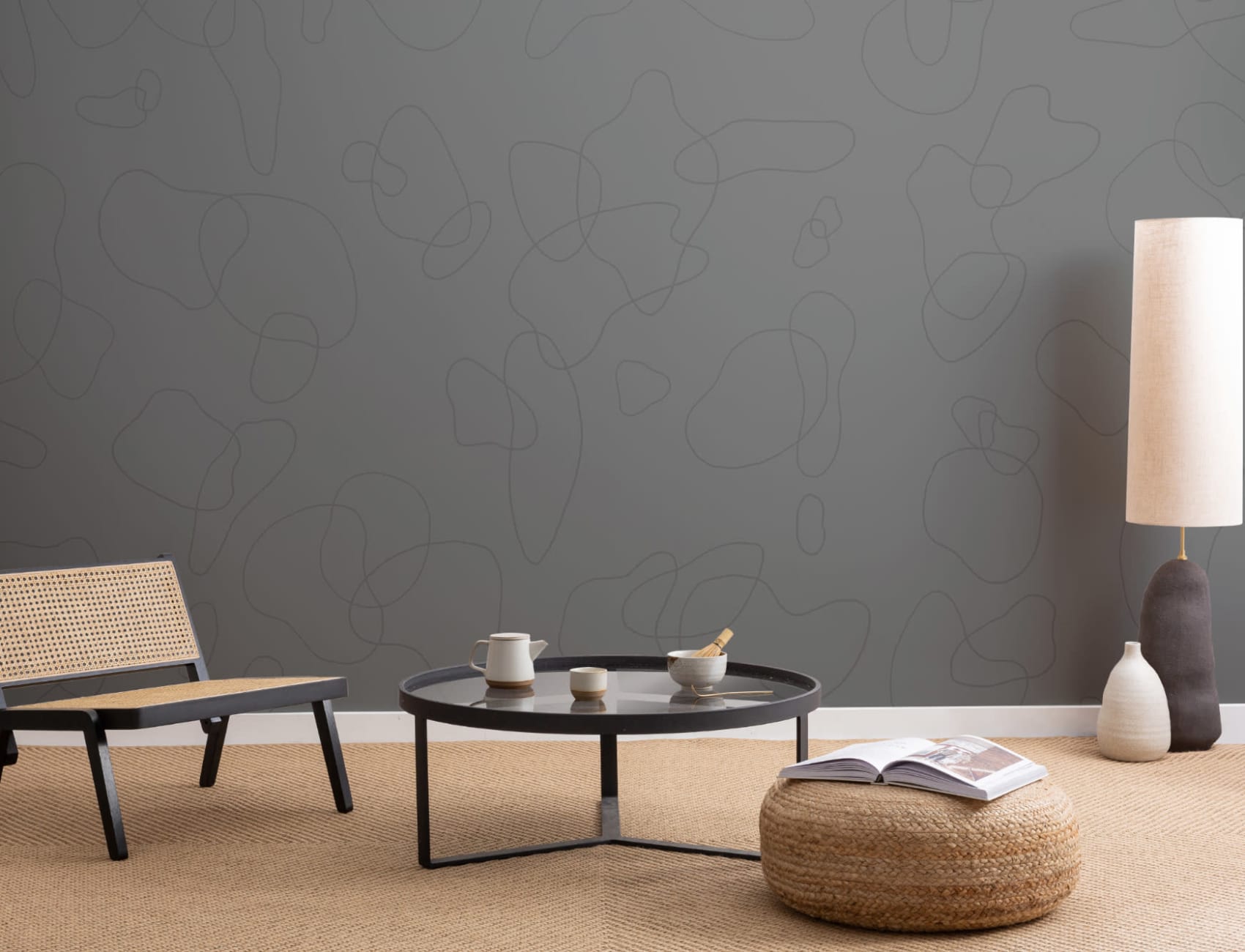 Black Doodle Background Abstract Wallpaper Mural