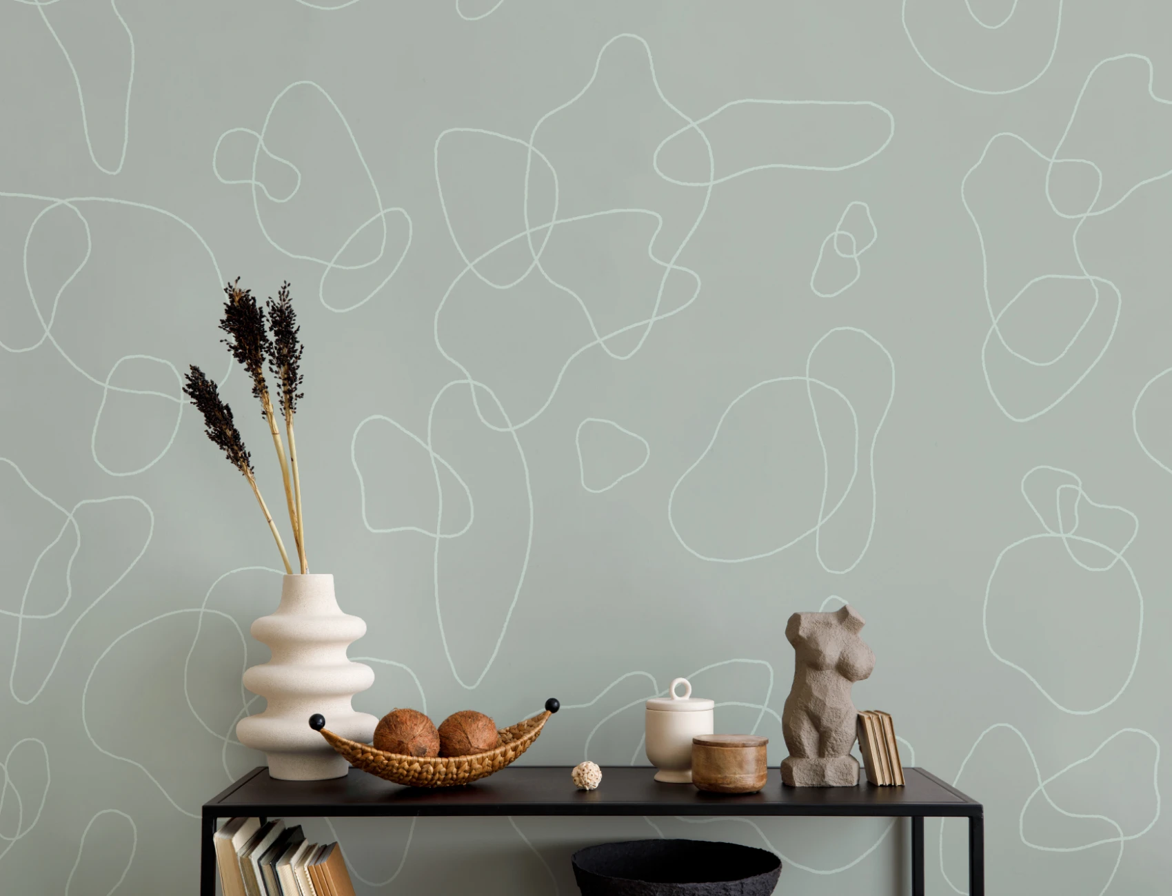 Green Doodle Background Abstract Wallpaper Mural