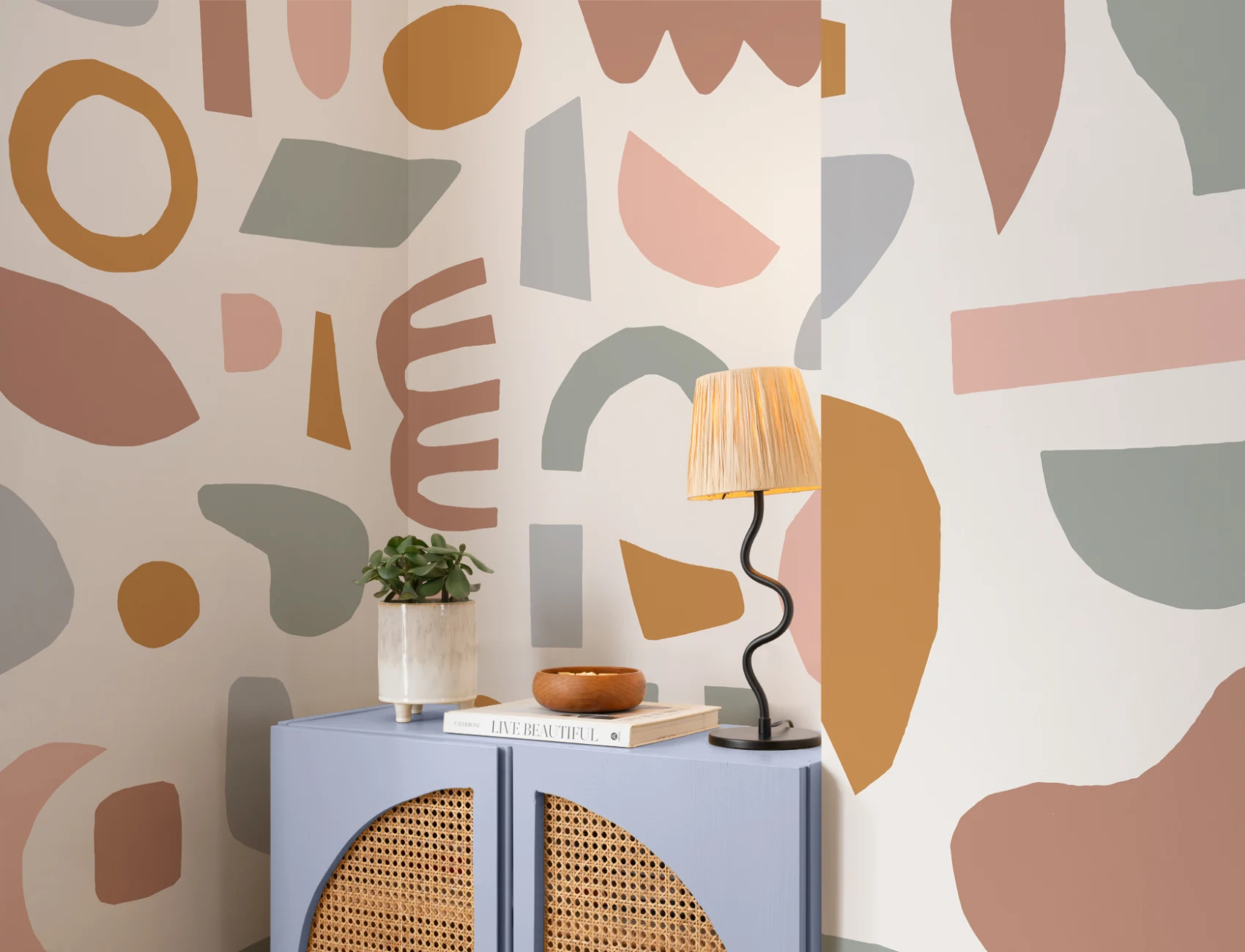 Pastel Rustic Abstract Shapes Wallpaper Mural