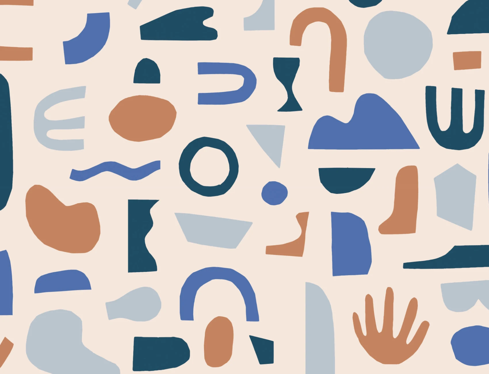Blue & Neutral Abstract Shapes Wallpaper Mural