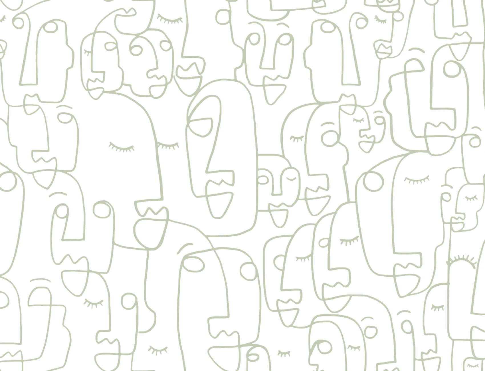 Large Sage Line Drawing Face Wallpaper Mural