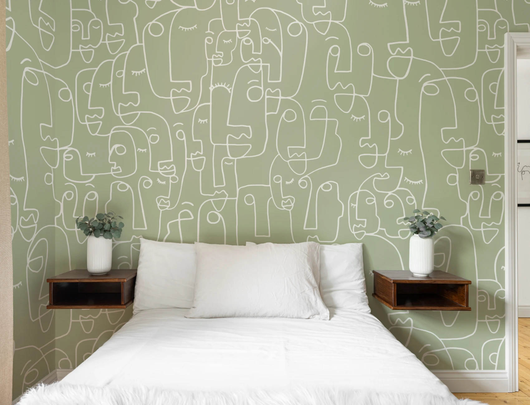 Sage & White Face Wallpaper Mural