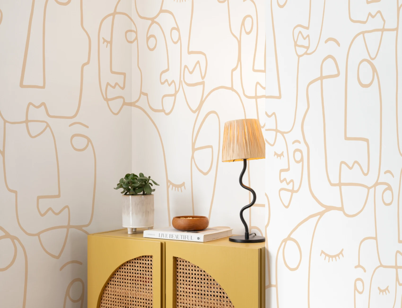 Nude Large Line Drawing Face Wallpaper Mural