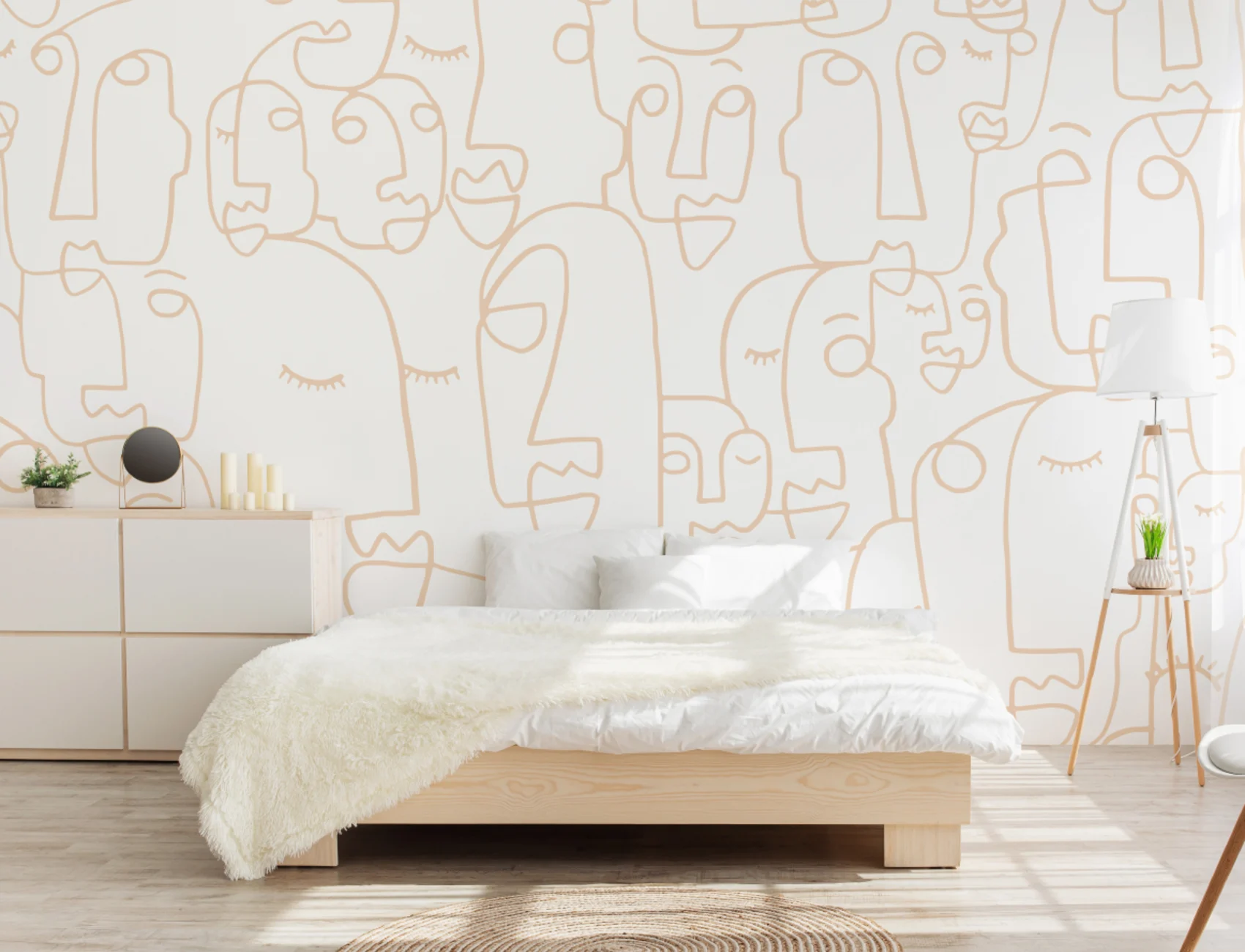 Nude Large Line Drawing Face Wallpaper Mural