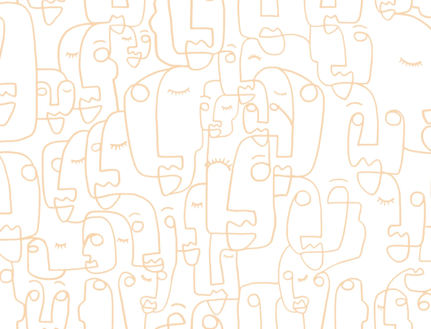Mural de papel de parede de rosto com desenho de linhas nuas