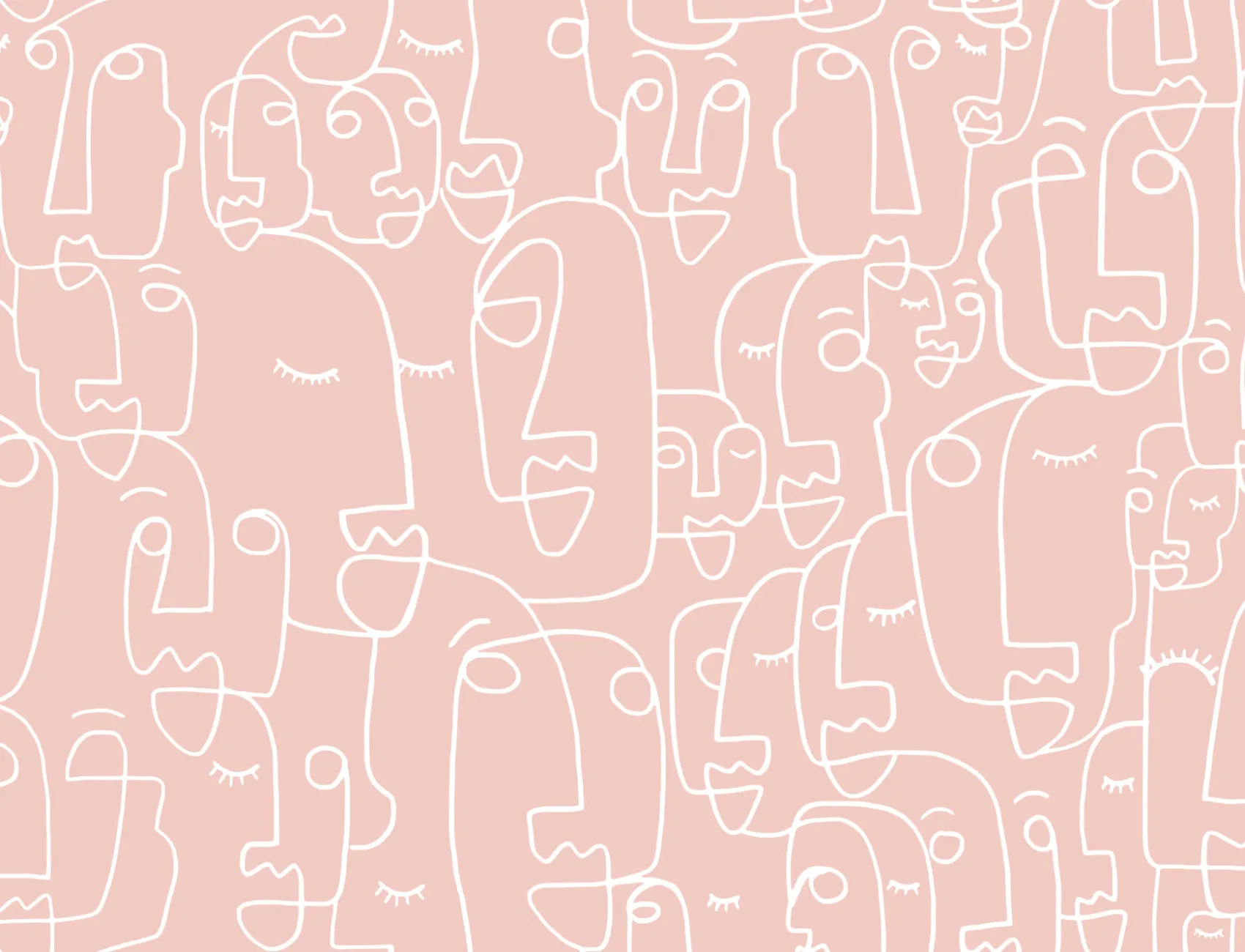 Dusty Pink & White Face Wallpaper Mural
