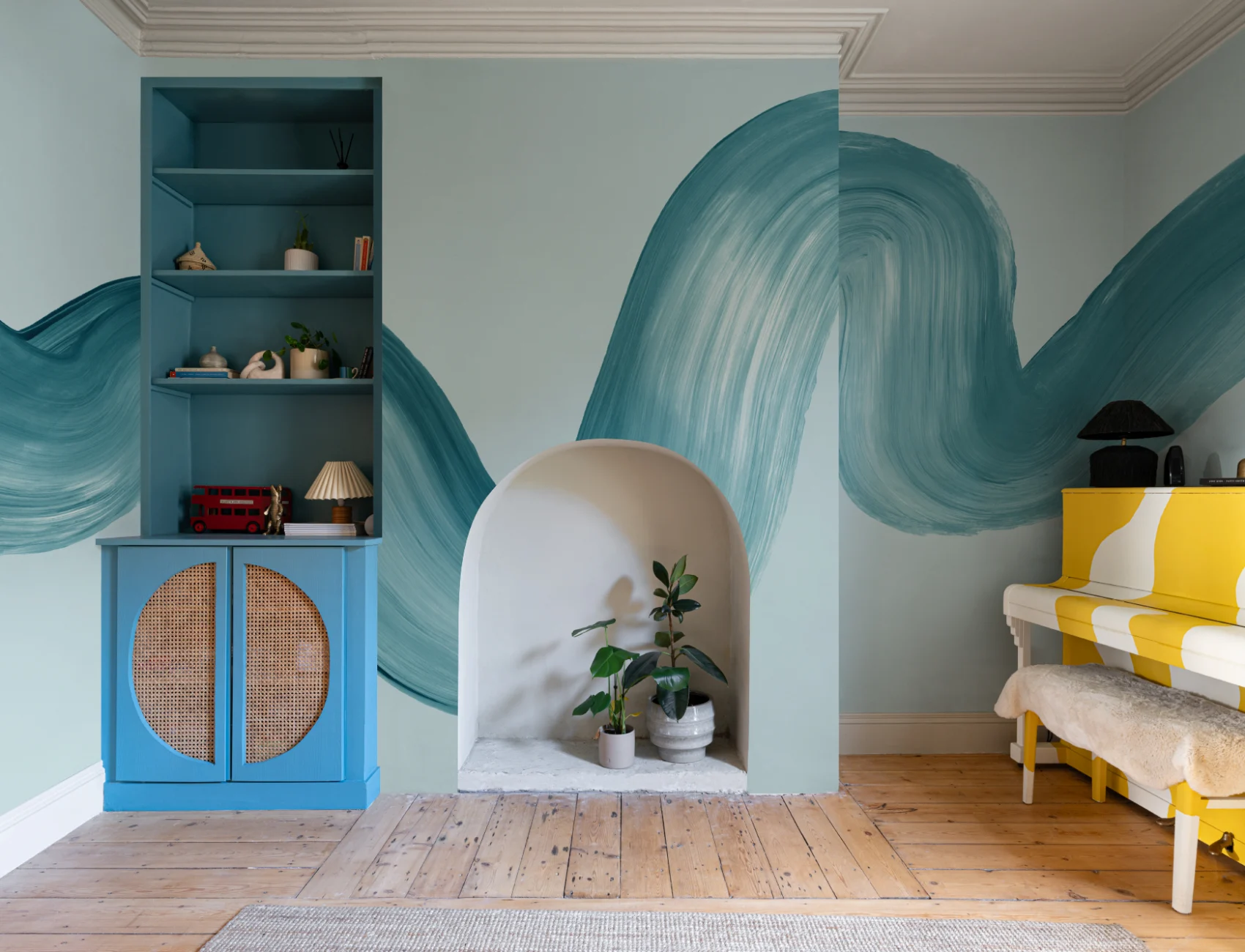 Blue Paint Brush Stroke Squiggle Wallpaper Mural