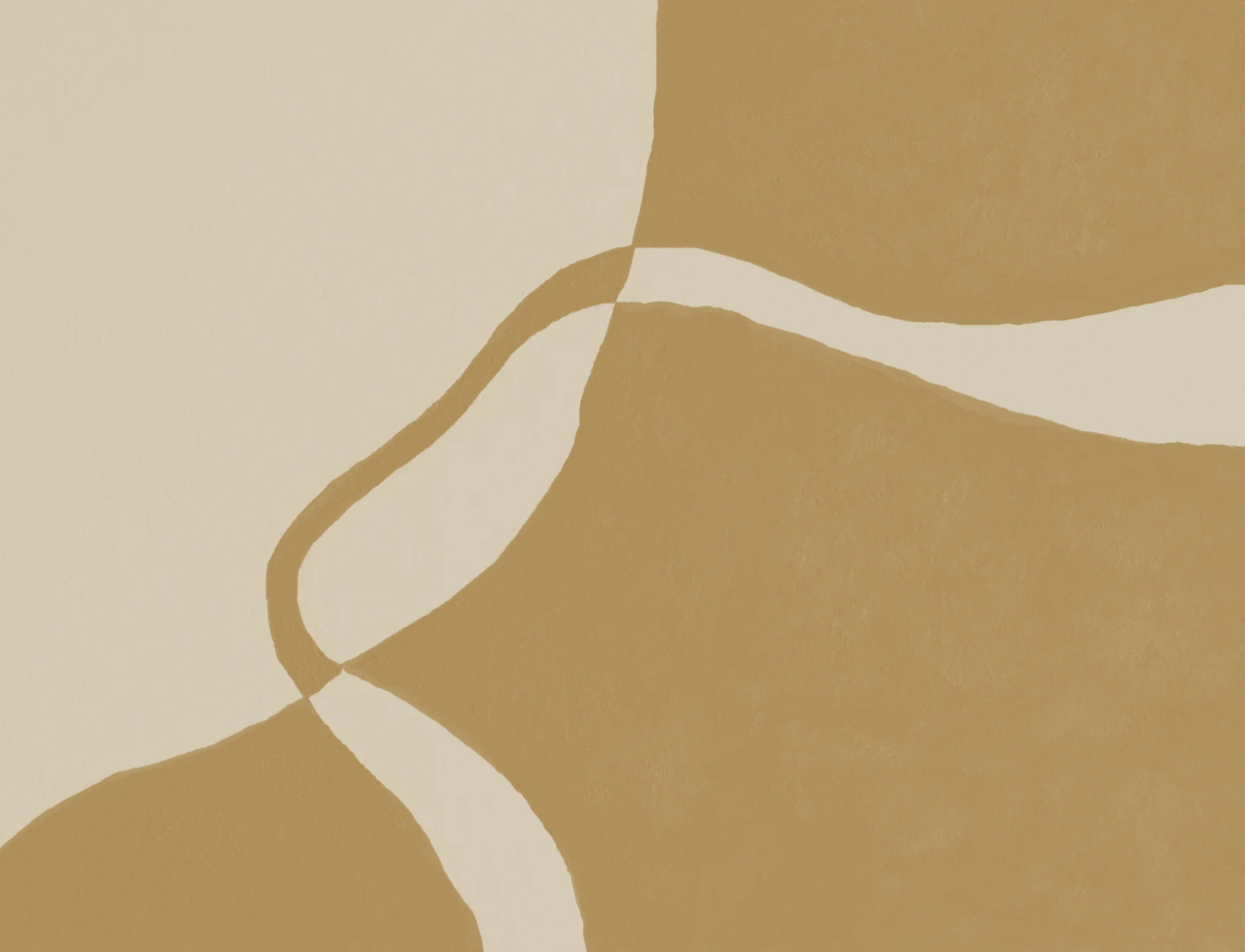 Moderne fototapet med buede former i sennep og beige toner