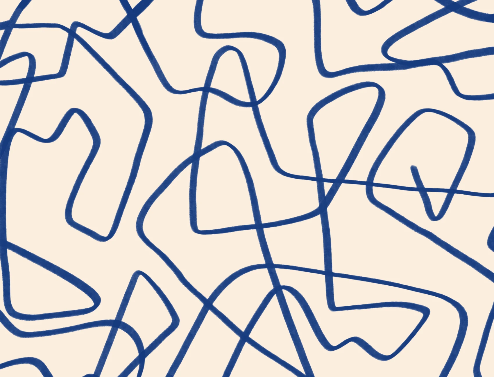 Abstracto dibujado a mano garabatos Mural de papel pintado en azul sobre fondo beige