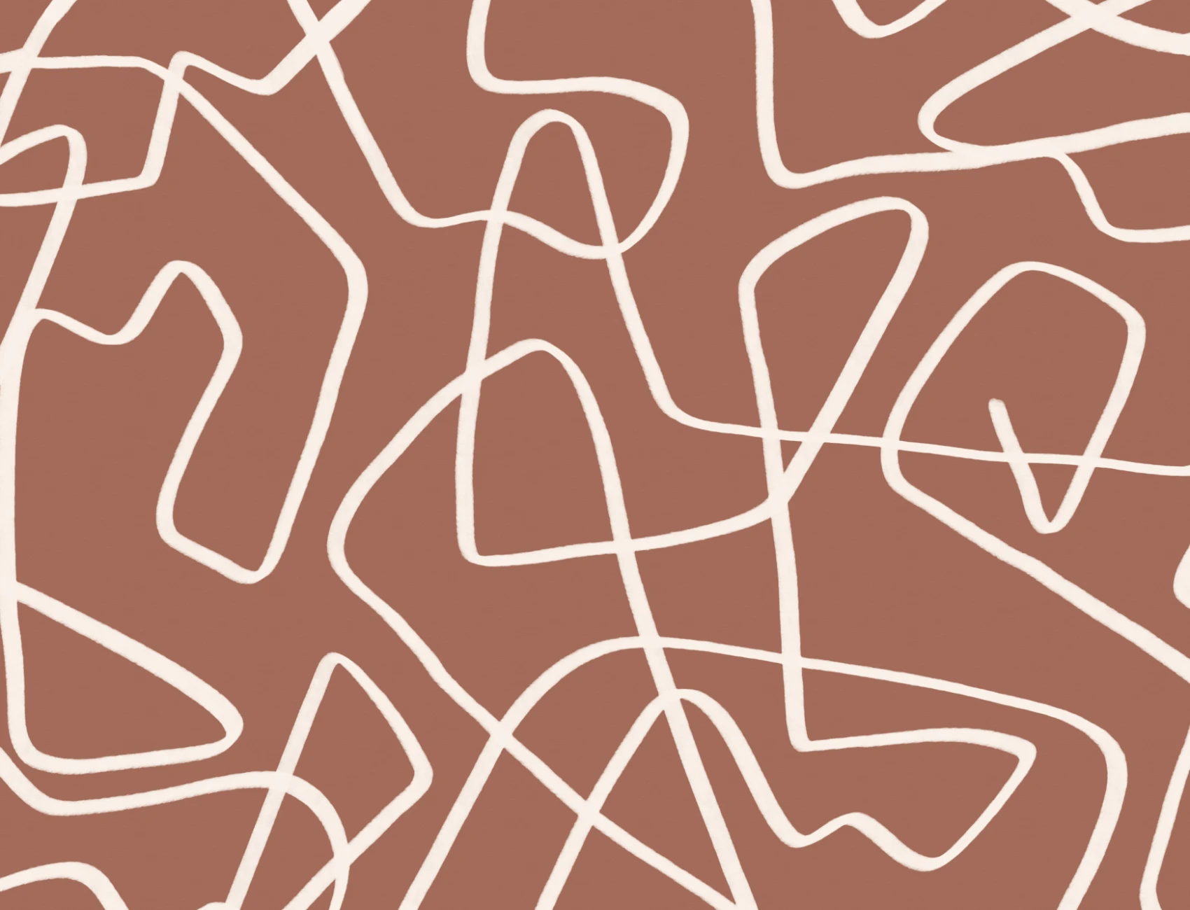 Abstract Hand Drawn Scribble Wall Mural in Cream on Terracotta Background
