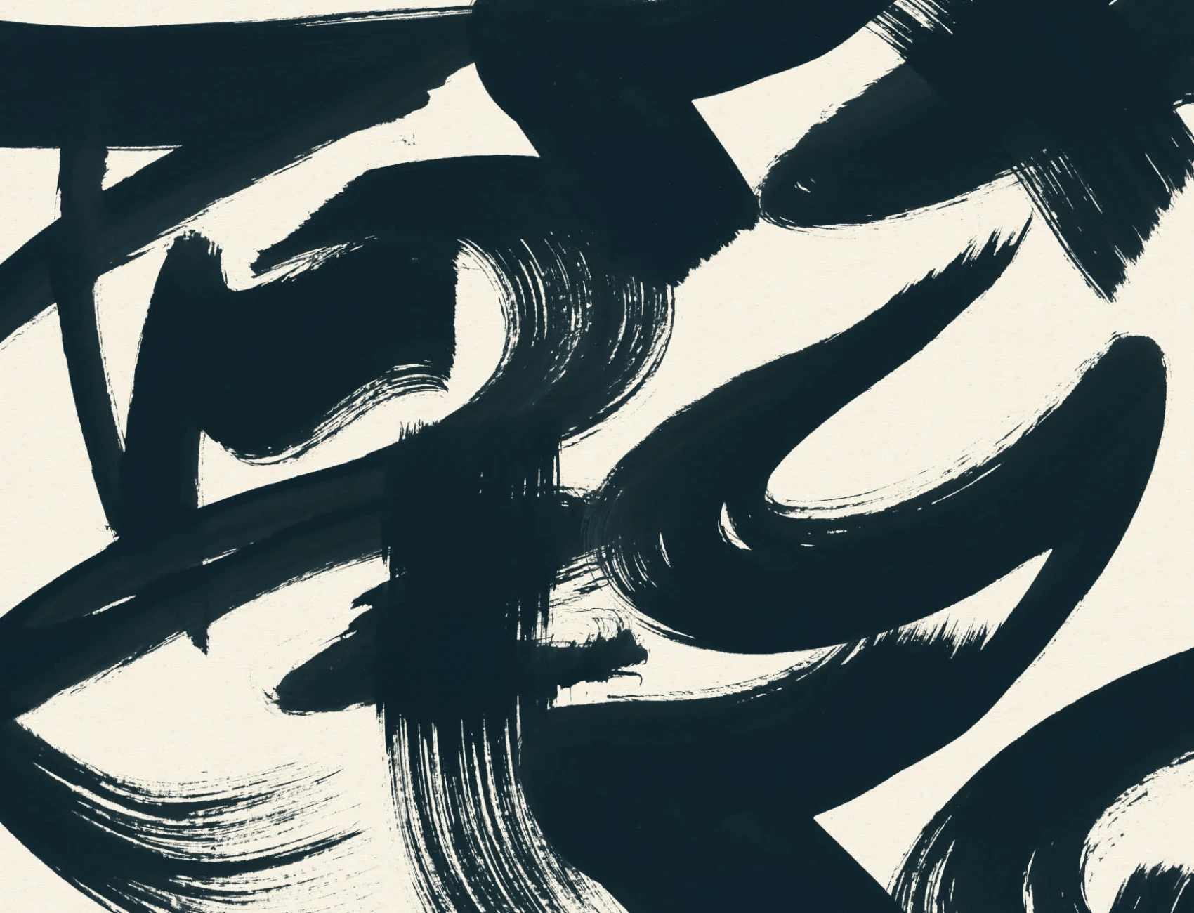 Blue Japanese Calligraphy Painted Wallpaper Mural
