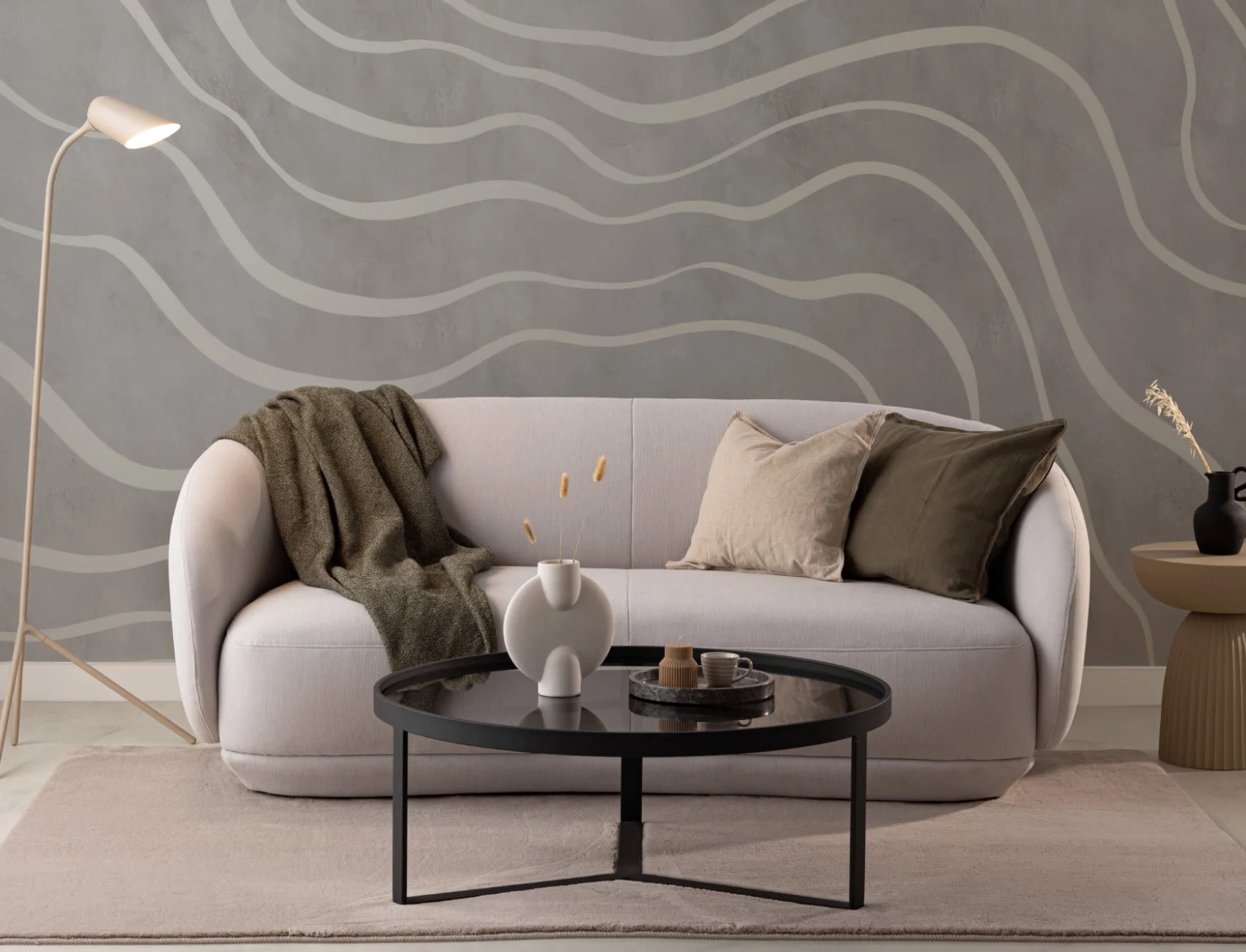 Modern Grey Natural Lines Wallpaper Mural