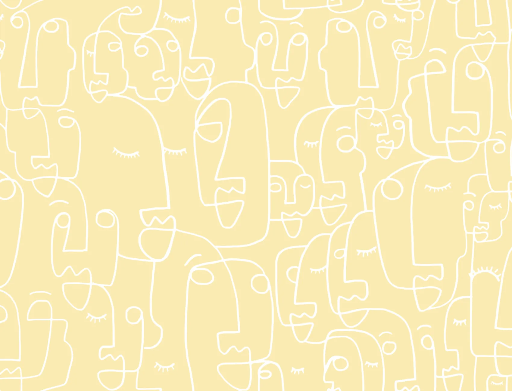 Mural de papel de parede com desenho de linhas de rosto amarelo grande