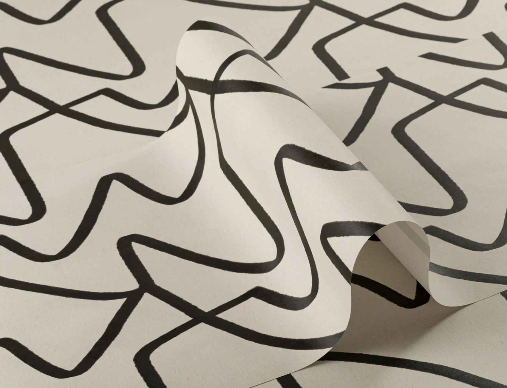 Black and Neutral Abstract Lines Repeat Pattern Wallpaper