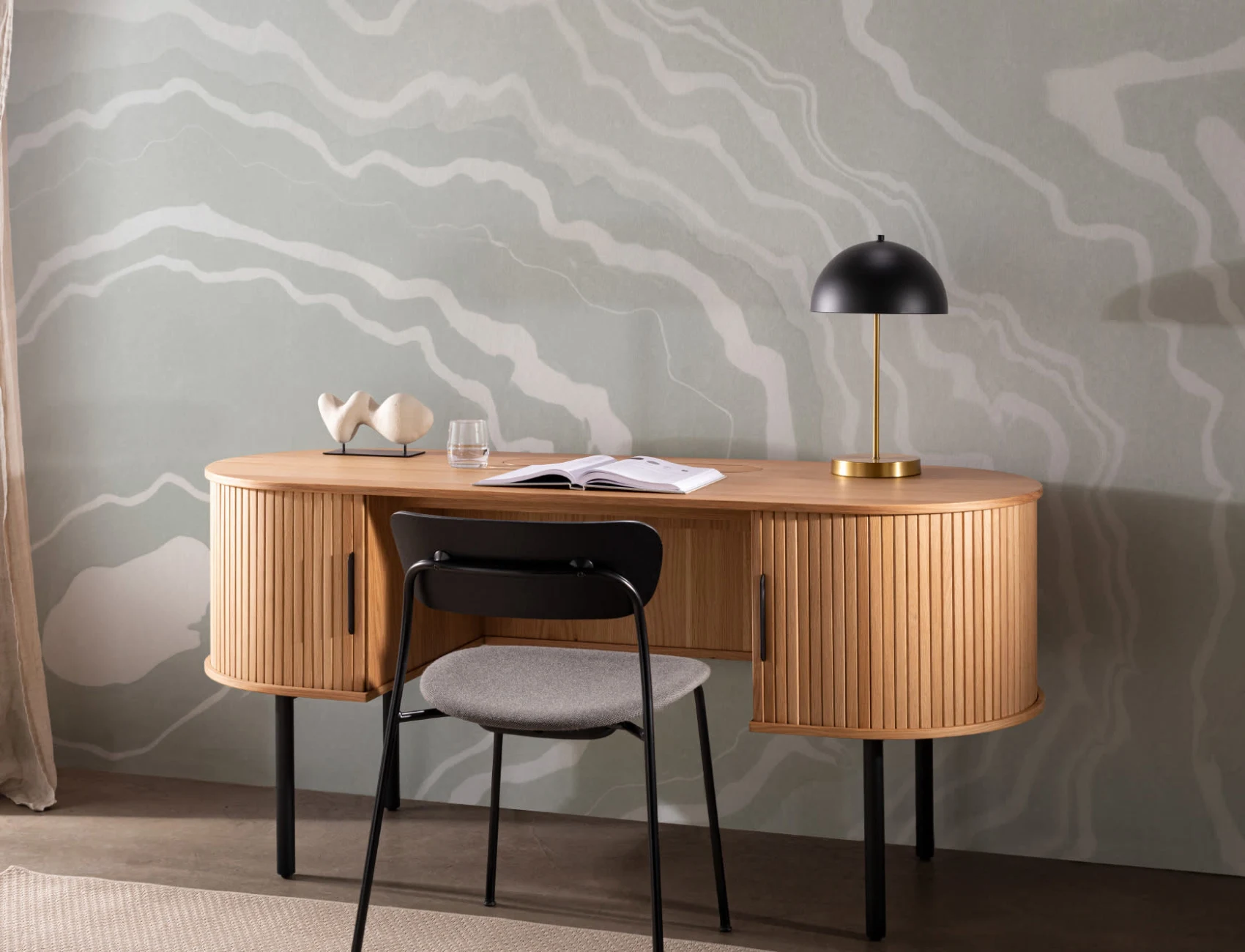 Green Japanese Marbled Art Suminagashi Wallpaper Mural