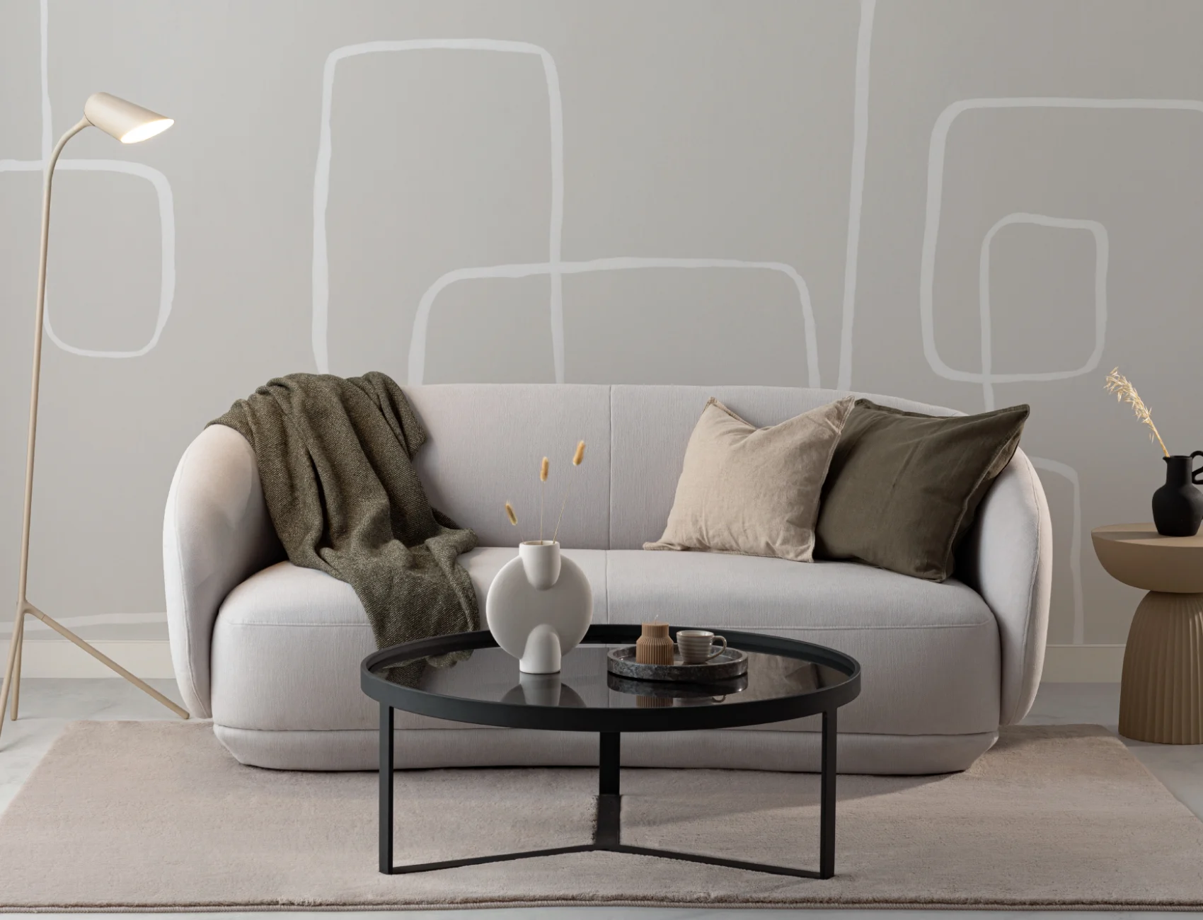 Moderne neutral abstrakt kunst tapetmaleri