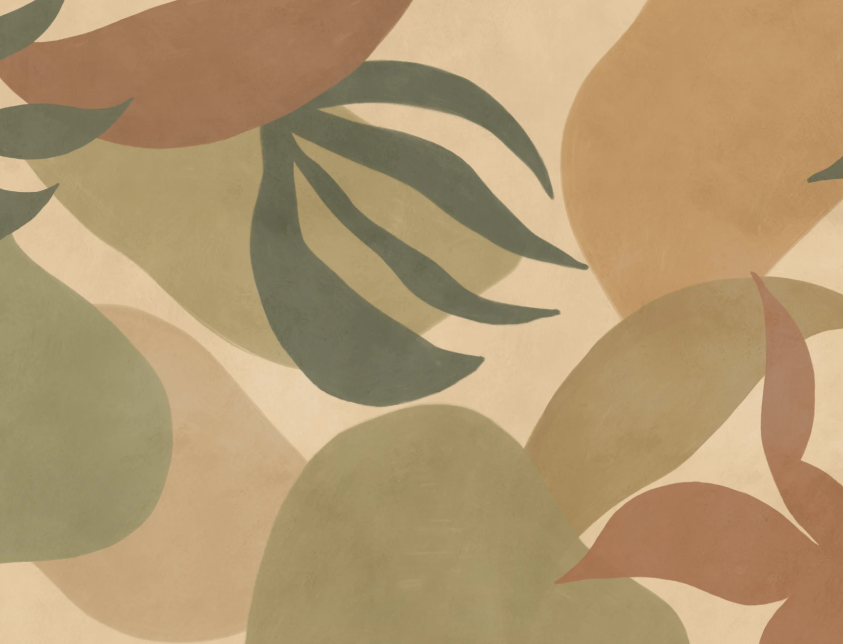 Varm abstrakt botanisk flerfarget blad fototapet