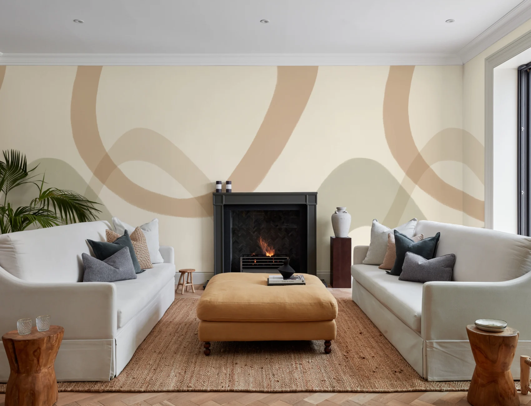 Beige Abstract Contemporary Warm Vibe Mural