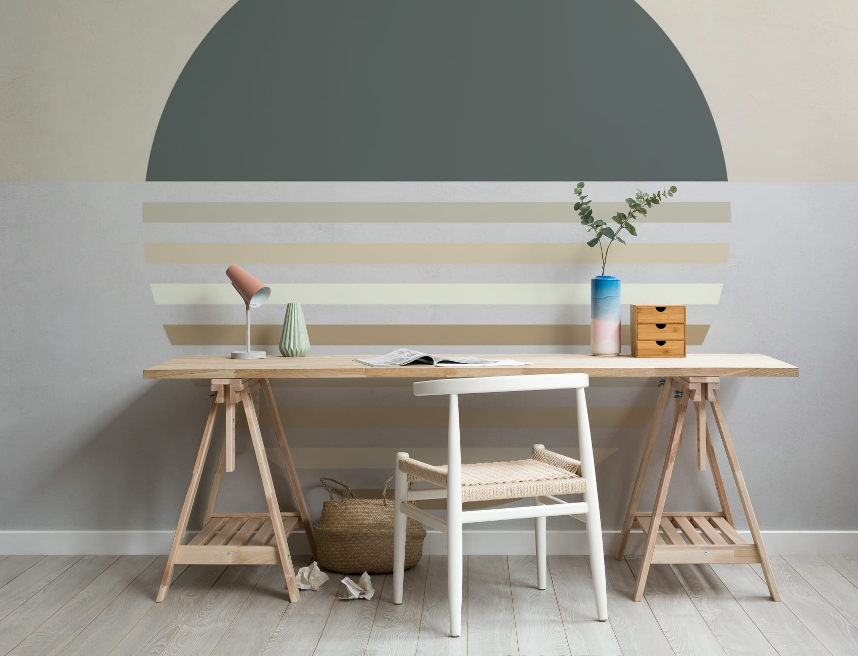 Neutral Abstract Circle Wallpaper Mural
