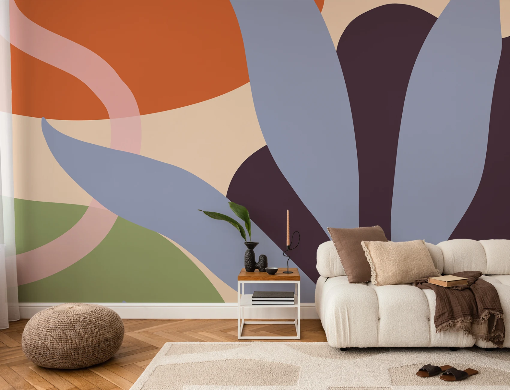 Multicolor Large Abstract Tropical Leaves Wallpaper Mural