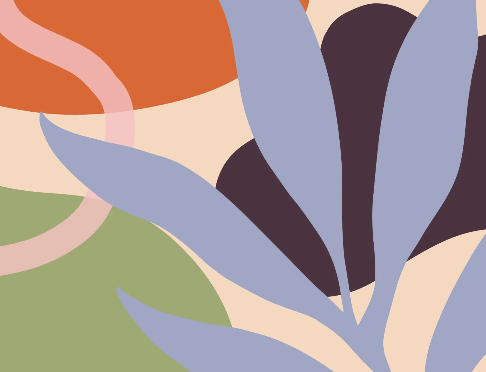 Multicolor Large Abstract Tropical Leaves Wallpaper Mural