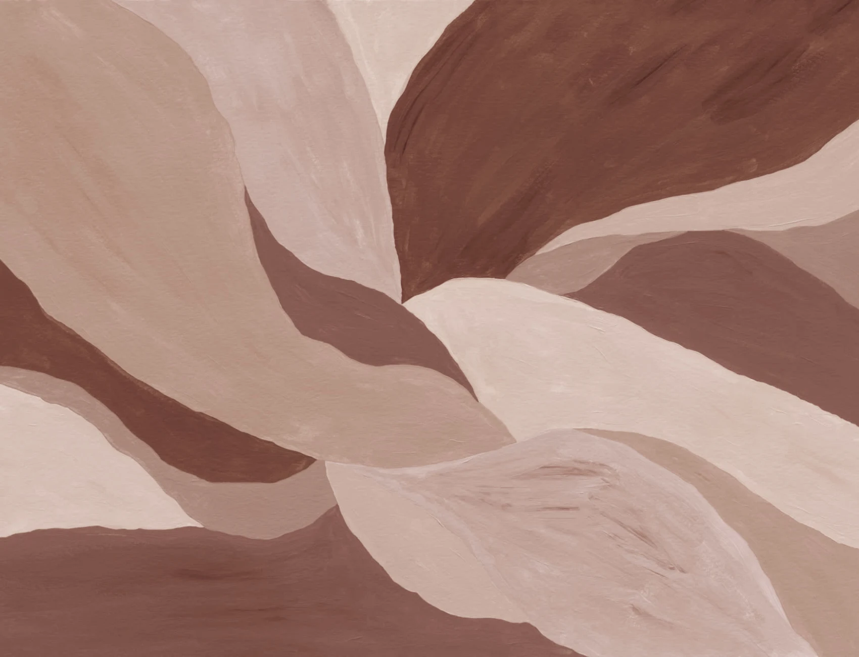Peinture murale abstraite de feuilles en terre cuite