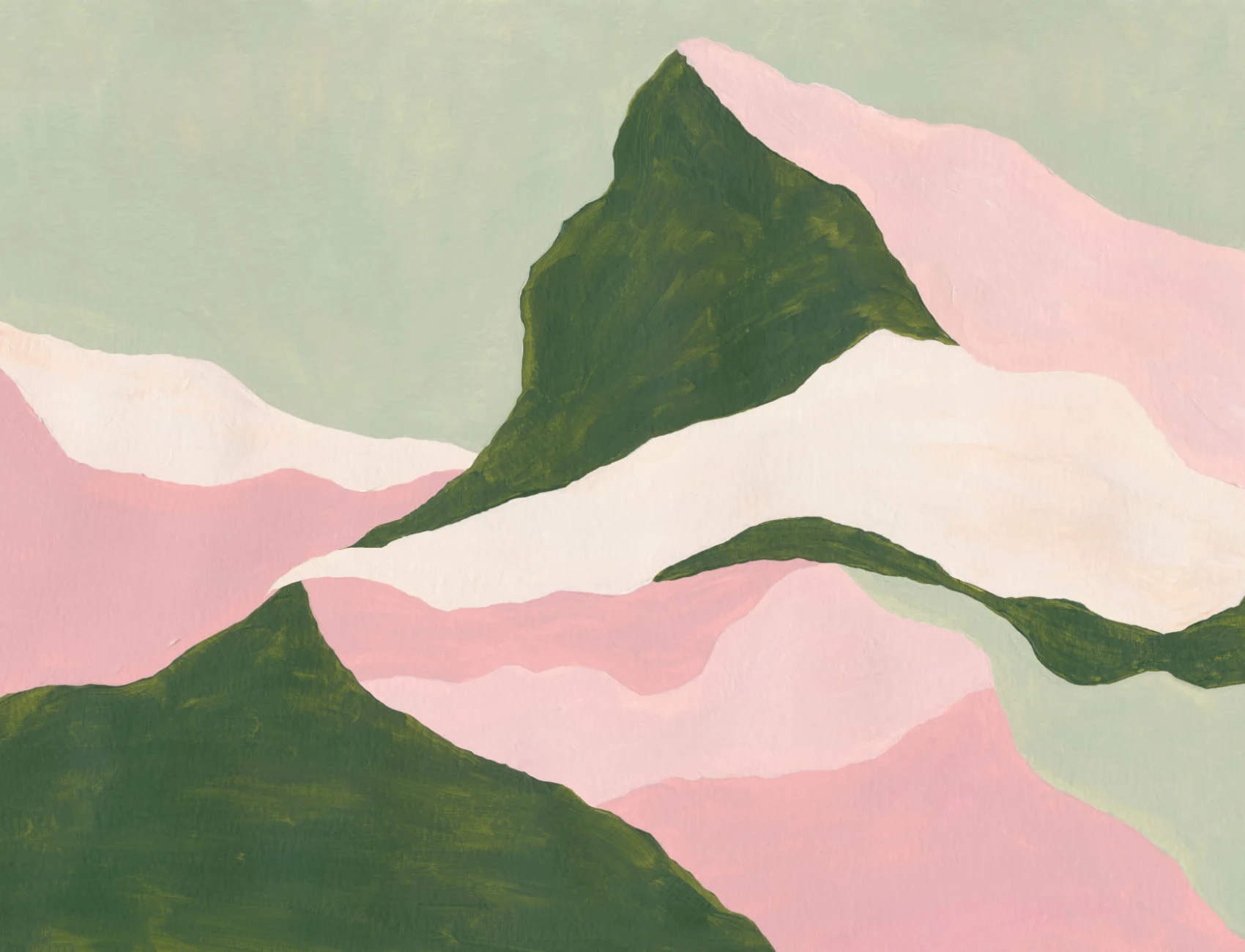 Groene abstracte berg muurschildering
