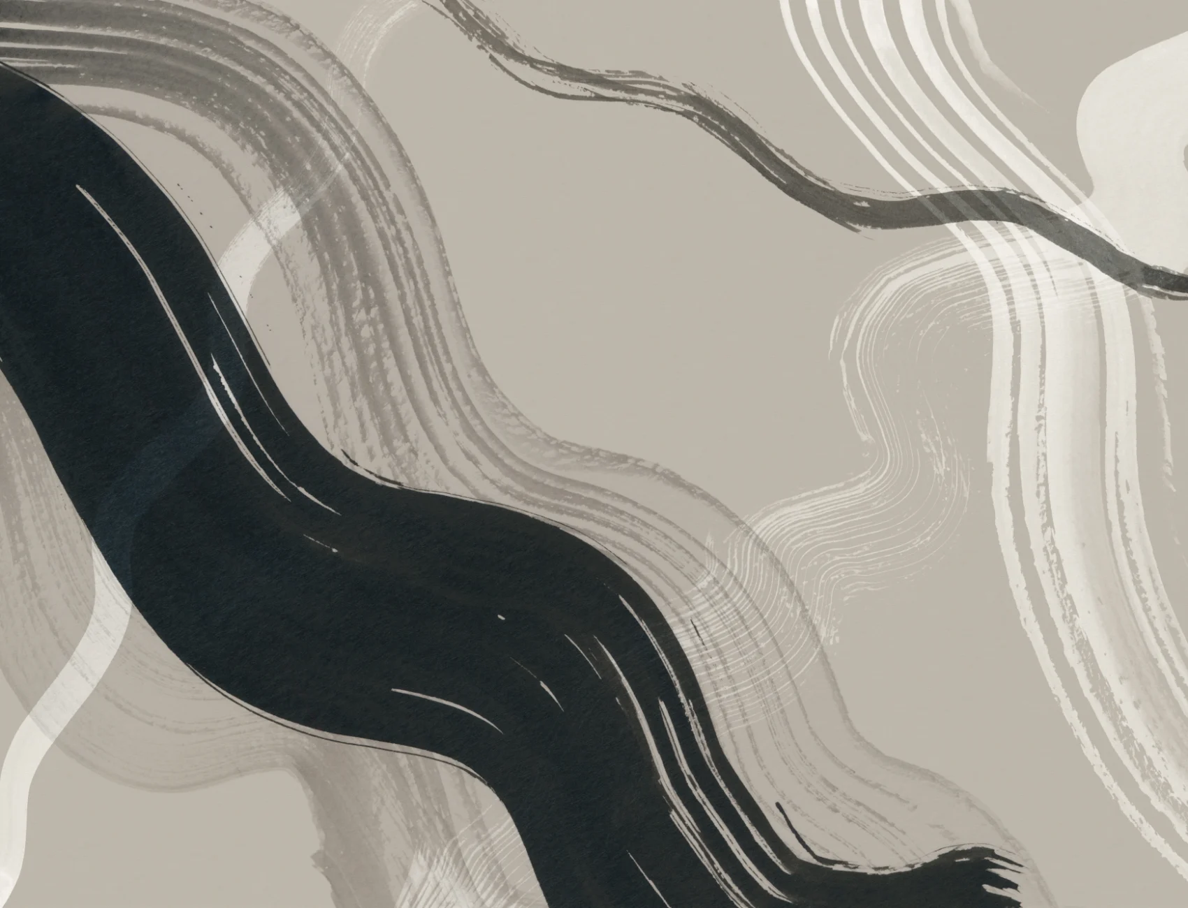 Papel pintado Taupe Abstracto Tinta Pinceladas