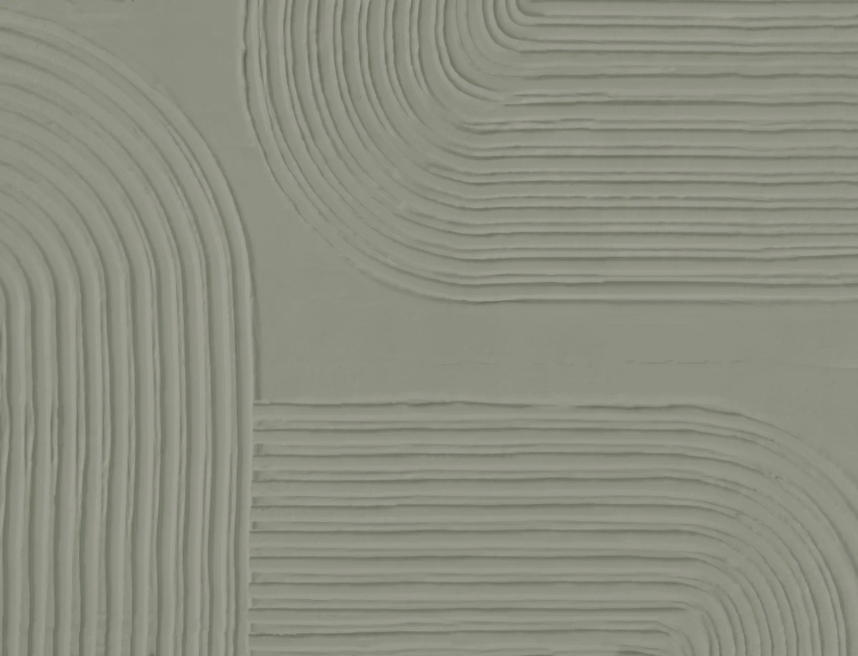 Green Sculpted Abstract Curved Lines Mural
