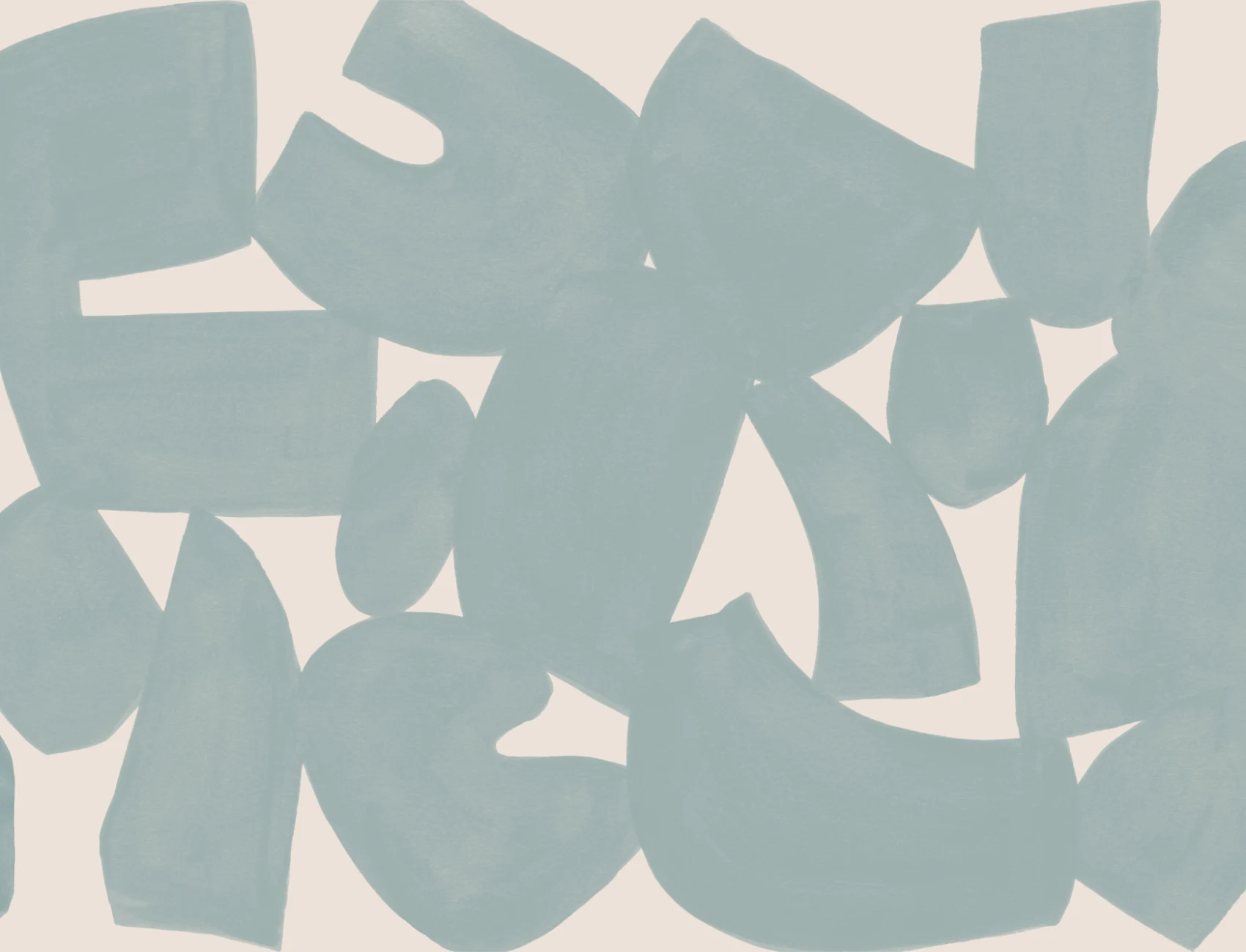 Blue Abstract Hand Painted Shapes Mural