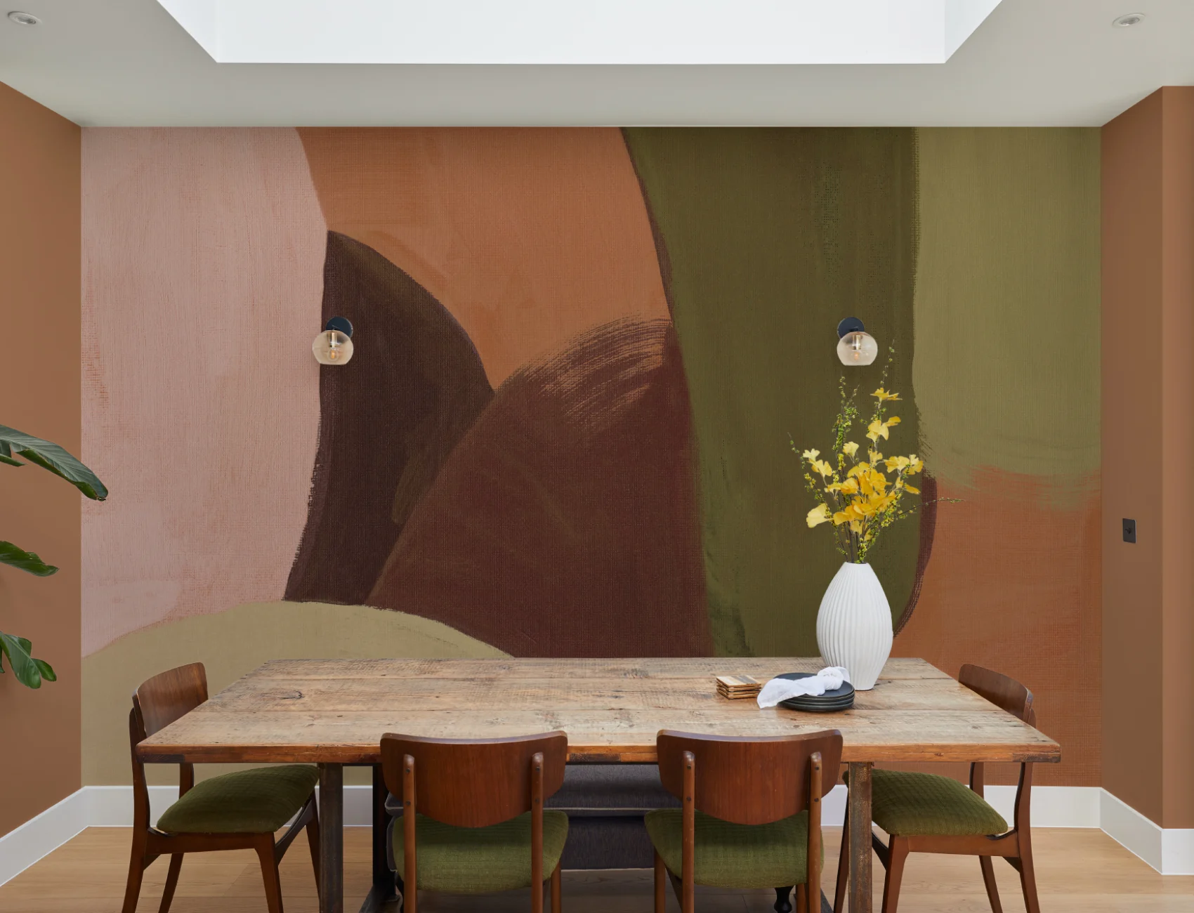 Painted Bold Abstract Mural in Rich Earthy Tones